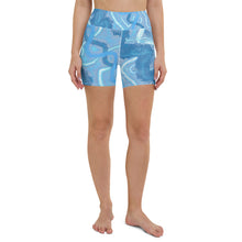 Load image into Gallery viewer, Blue Electric High Waist Yoga Shorts. ArtGaze,shop

