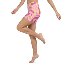 Load image into Gallery viewer, Pink Tropical High Waisted Yoga Shorts w/Pockets Artgaze.shop
