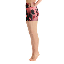 Cargar imagen en el visor de la galería, Strawberry Flower Drip Yoga Shorts High Waist (w/Pockets). ArtGaze.shop
