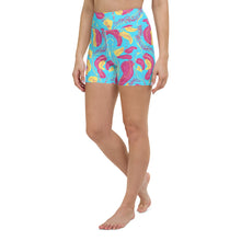 Load image into Gallery viewer, Tropical High Waist Yoga Shorts w/Pockets. ArtGaze.shop
