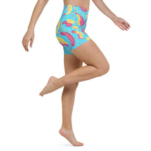 Load image into Gallery viewer, Tropical High Waist Yoga Shorts w/Pockets. ArtGaze.shop

